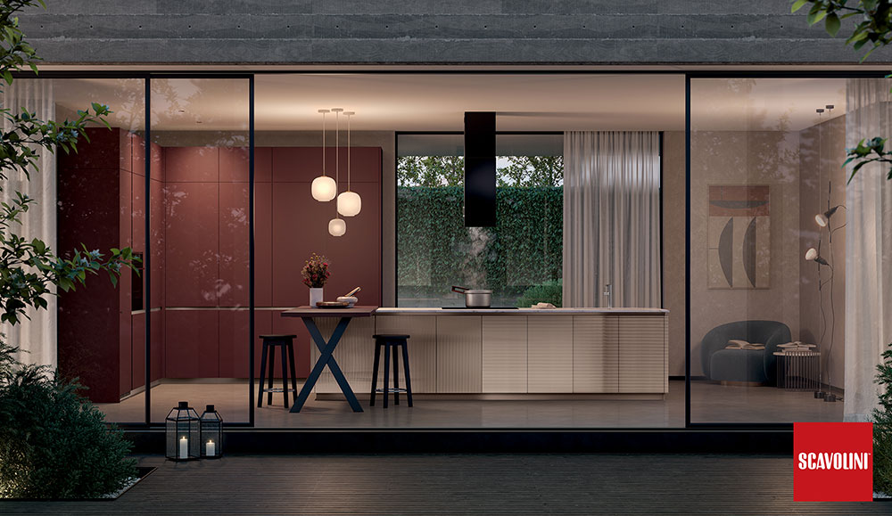 Cucina Scavolini Lumina – composizione elegante con luce integrata