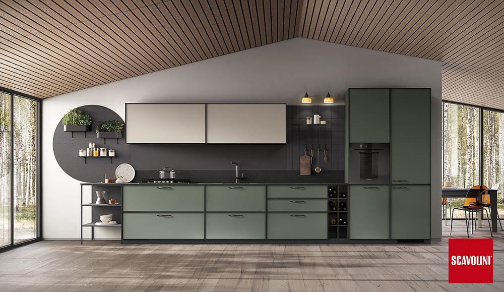 Cucina Scavolini Jeometrica anta telaio 29 mm profili alluminio – design contemporaneo